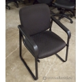 Black Patterned Sleigh Style Guest Side Chair with Arms